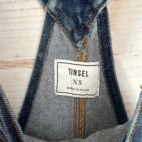 TINSEL Denim Shorts Overalls NEW Distressed Size XS Blue