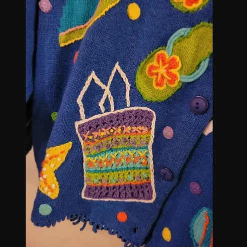 Vintage Cardigan Knit Sweater M Design Options Philip Jane Gordon Sailboat Beach Size M