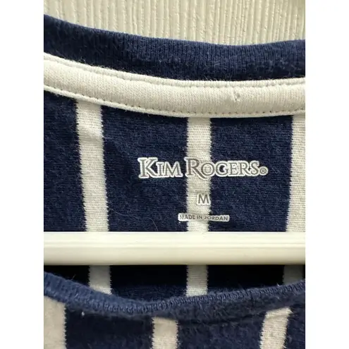 kim rogers Striped Colorblock Short Sleeve Coastal Nautical Cotton Tee Medium M