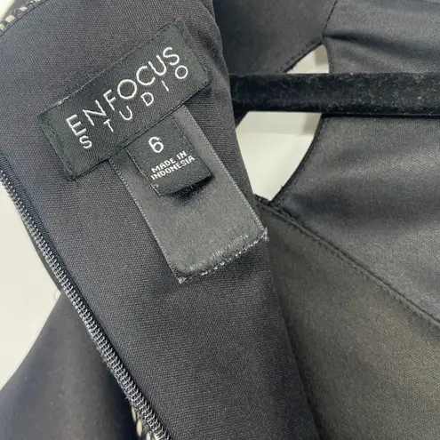 Enfocus Studio Lace Sheath Dress Sz 6 Gothic Nude Illusion Party Cutout Witchy