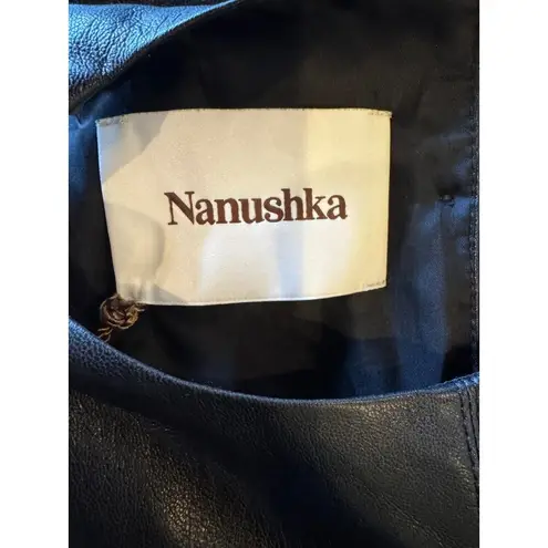 Nanushka Dress Women Large Black Faux Leather Layan Mini NWT Whimsigoth Goth