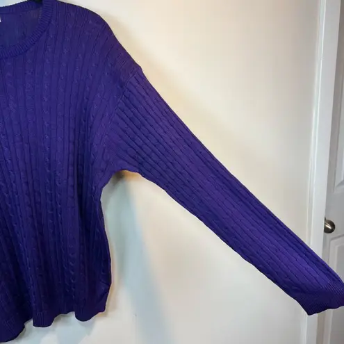 Mark Fore & Strike 100% Spun Silk Crew Neck Sweater Purple Textured Fitted Sz XL