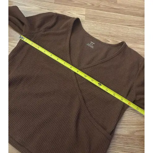 Aerie  Waffle Knit Cropped Long Sleeve Top Size Medium