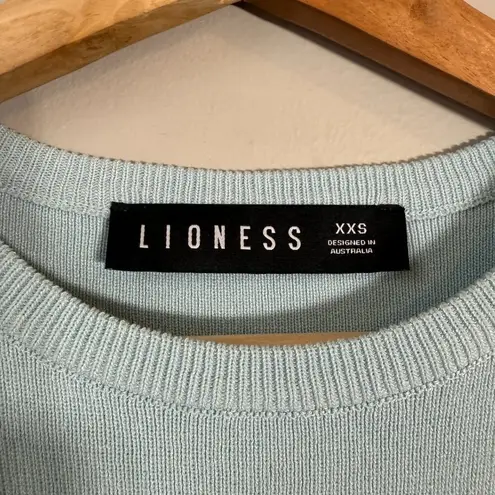 LIONESS NWOT  Military Minds Mini Dress Women's XXS Baby Blue Ribbed Hello Molly