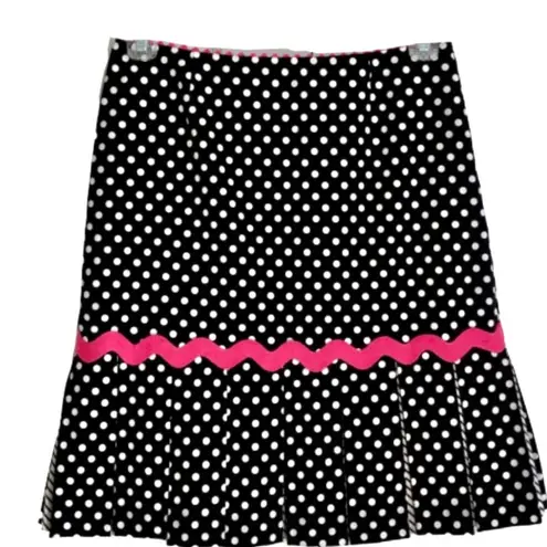 Acorn Black and White Polka Dot Knife Pleated Pink Trim Skirt Size 6