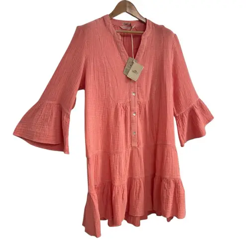 Faherty Dream Cotton Gauze Kasey Dress Coral Dusty Pink NWT Size Small
