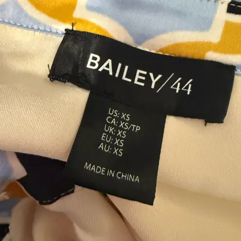 Bailey 44 XS Satin Blouse Geometric Trim Ivory Button Down Top