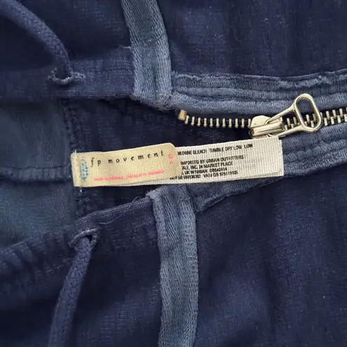 Free People Movement blue two toned drop shoulder oversized soft zip up hoodie