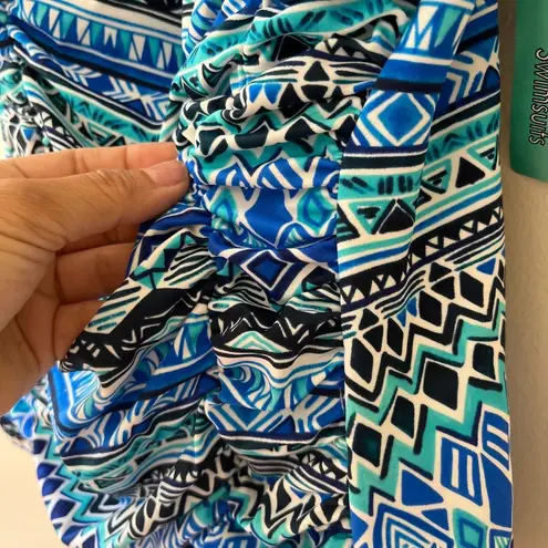 Penbrooke Sz 10 One Piece Swimsuit Tummy Control Ruched Side Bikini Bottom Blue