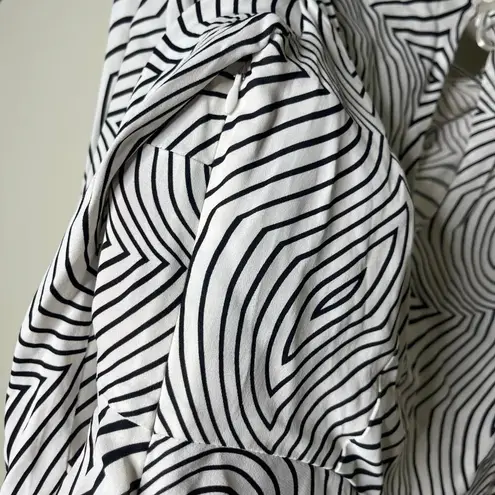 De La Vali Black White Trippy Bluemoon Top Blouse sz UK 10 US 6