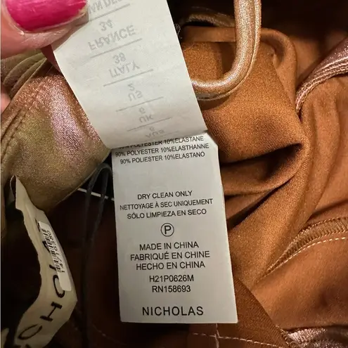 Revolve NICHOLAS Valeria Metallic Side Lace Up Pants Iridescent Pink High Rise Size 2