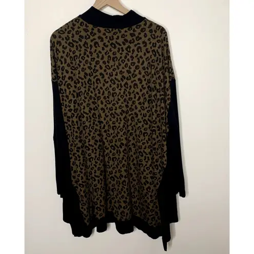 Alembika Chiu Oversized Cheetah Mock Neck Top Women XL Brown Black