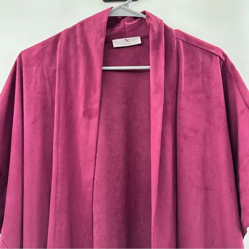 Natori Faux Suede Burgundy Cropped Kimono Half Sleeve Topper Size L Red Size L