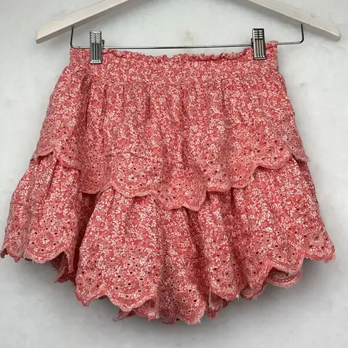 American Eagle  Pink Tiered  Floral Skort/Skirt Sz SX Elastic Waist