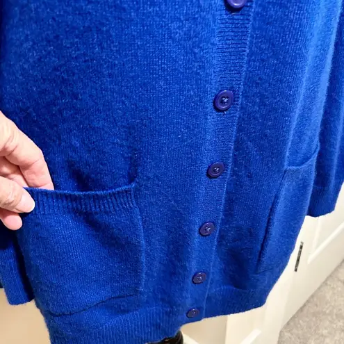 C by BLOOMINGDALES Cashmere Long Line Button Front Sweater w/Pockets Women’s L Blue Size M