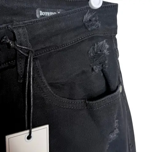 Judy Blue Distressed Boyfriend Jeans Size 13/31 Black Denim Relaxed Fit Stretchy