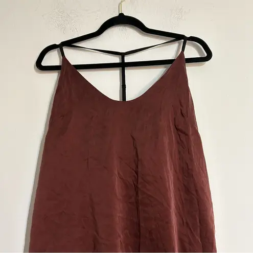 Lunya Washable Silk Slip Dress in Port Maroon Size Large Red