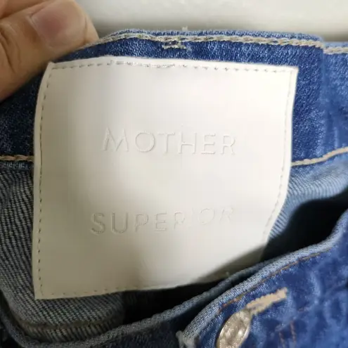 MOTHER Superior High Waisted Smokin Double Ankle in Broken Record Women's 26 Blue