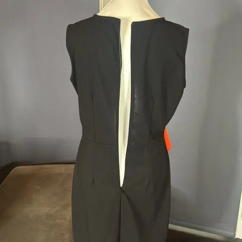 Women’s Black & Orange Asymmetrical Ruffled Front Midi Dress Zip Up Back Size M Orange Size M