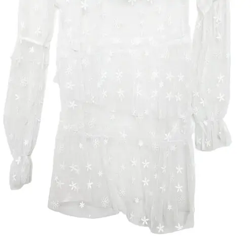 For Love & Lemons Claudia Tulle Dress Sheer Daisy Women’s Size Small Off Shoulde White