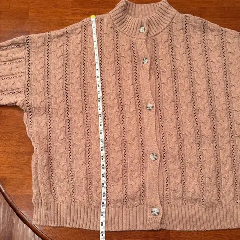 ABLE Ruth Cable Knit Cropped Cardigan Fisherman Tan Brown Plus Size‎ 2X