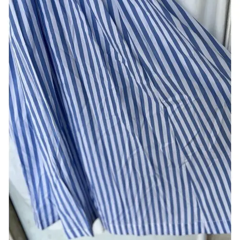 Staud Jodie Midi Wrap Dress Sea Stripe Size Small Bridal Wedding Guest Picnic Blue