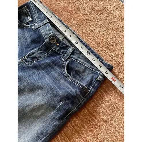 BKE Denim Lily Stretch Crop Jeans Size 28 Blue Mid Rise Flare Capri