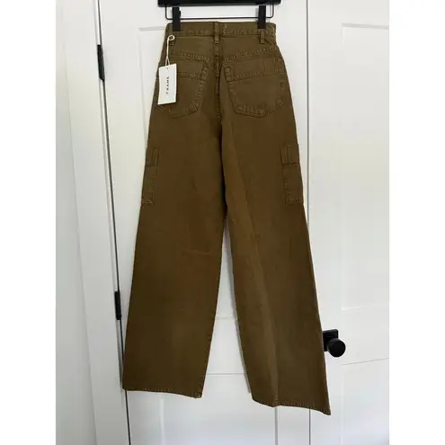 Frame $288 New High Waist Baggy Pocket Wide Leg Jeans - Green - 25