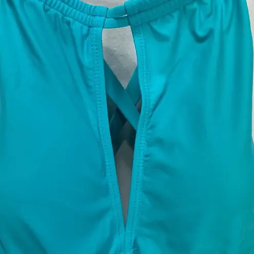 Marilyn Monroe Halter Style Scoop Back Teal One Piece Swimsuit Size M