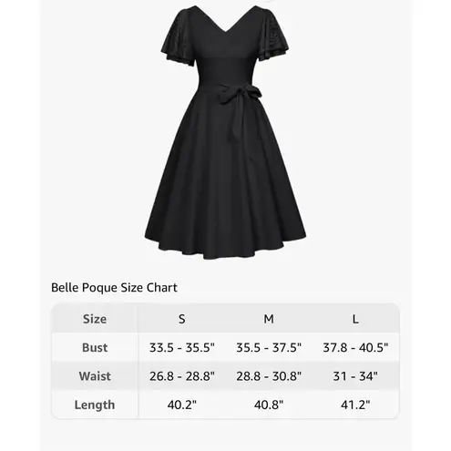 NEW Short Puff Sleeve A Line Swing 1950s Vintage Cocktail Dress Belted M Black Size M