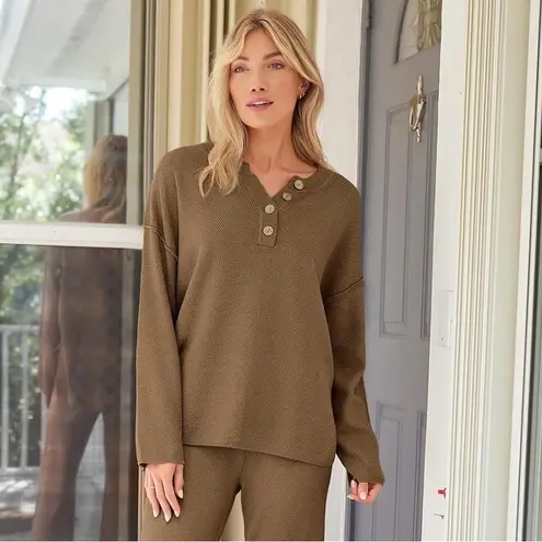 Slouchy Boho Sweater Waffle Knit Lillusory NWT Sz S Fall Winter Layering Cozy Brown - Image 7