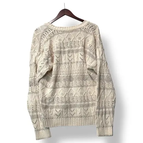 Vtg Robert Scott Ltd Women Linen Cotton Open Knit Sweater M Relaxed Slouchy Boho Tan Size M