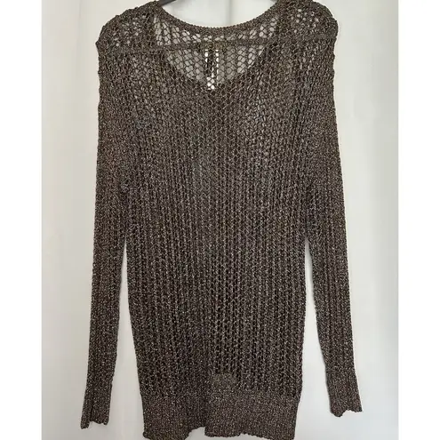 I Jeans by Buffalo Medium Gold Metallic And Black Sweater Large Knit Long sleeve