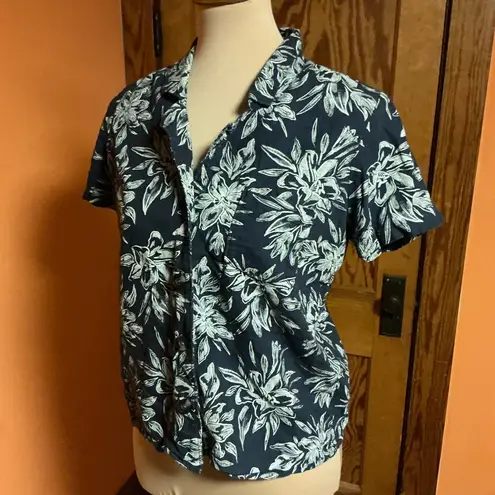 Hang Ten Linen Tropical leaves button down shirt