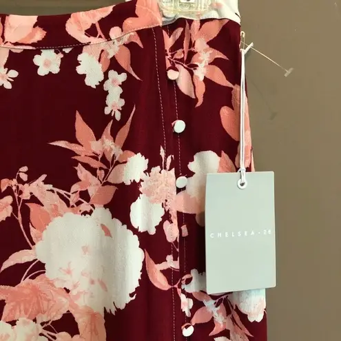Chelsea28 NWT Floral Print Midi Skirt Pink Small