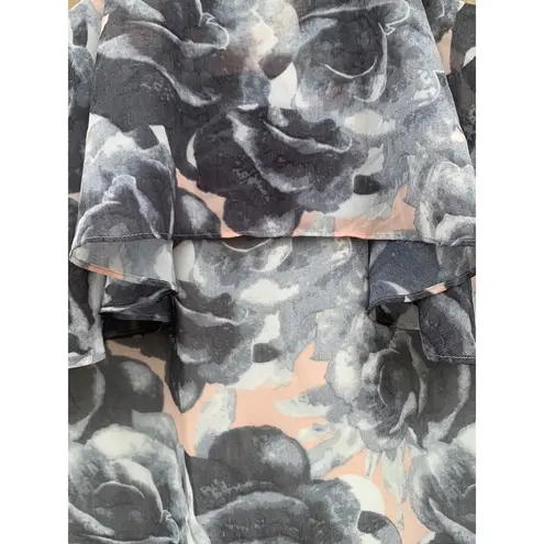 Ali & Jay VIP Only Charcoal Grey Floral Print Georgette Mini Halter Dress Small