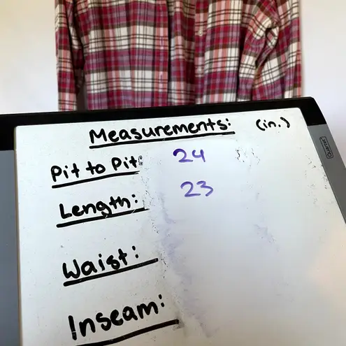 Lands' End pink white checkered button down long sleeved flannel top women's M Size M