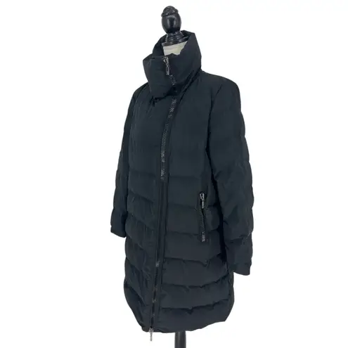 Moncler Gerboise Asymmetrical Zip Down Filled Quilted Puffer Coat in Black