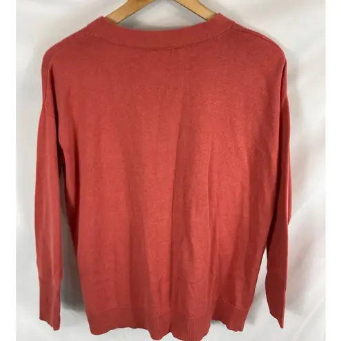 H by Halston V Neck Boyfriend Sweater w/ Rib Details size small