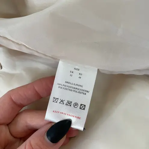 QED London Teddy Puffer Jacket Size 12 Beige Tie Waist Outdoor Warm Tan