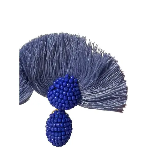 Stella & Dot Blue Ashton Beaded Tassel Statement Earrings 2.5" Long New on Card
