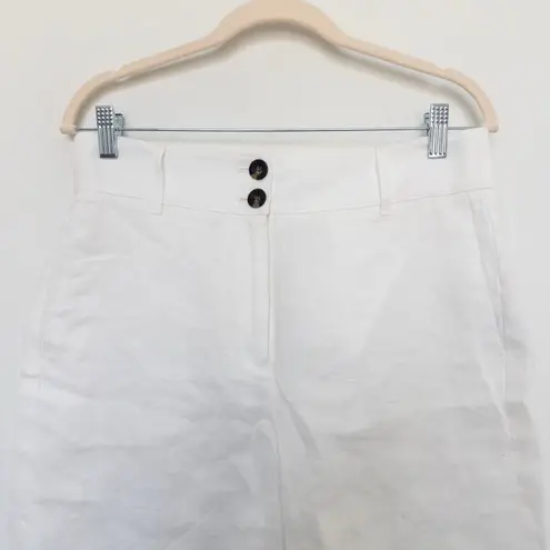 Boden Womens Linen Shorts Size 8 White High Waist Coastal Chic Resort Preppy