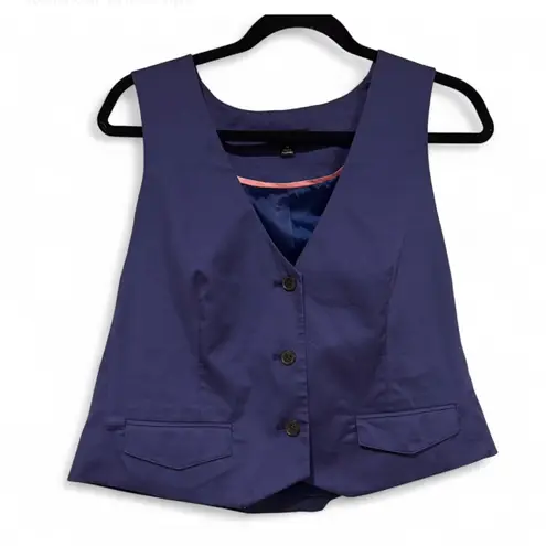 J.Crew Style Cropped Button Cotton Blend Vest Waistcoat
