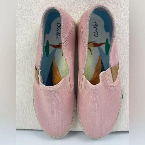 Olukai Pink Rose Sea Salt Canvas Women's Kuala Pa'a Kapa Slip On Espadrille