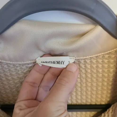 Andthewhy Size Small Crop Top Waffle Knit Acid Washed Collar Pocket