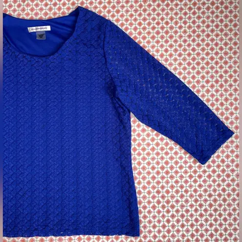 Allison Daley royal blue knit woven 3/4 sleeve sweater women’s size medium