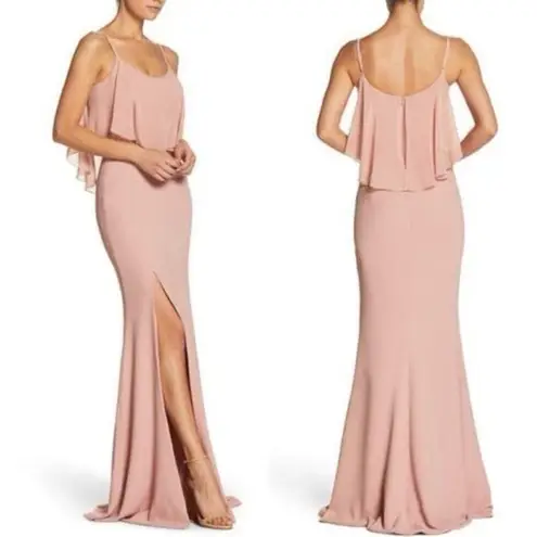 Dress the Population Diana Gown Size Small Blush Side Slit Cold Shoulder New