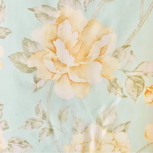 Ivy City Co Mint Green & Yellow Floral Ruffle Flutter Sleeve Dress.