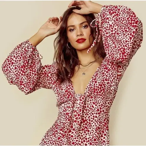 Rue Stiic Cabrio Tie Heart Mini Dress Sz. M Red Size M