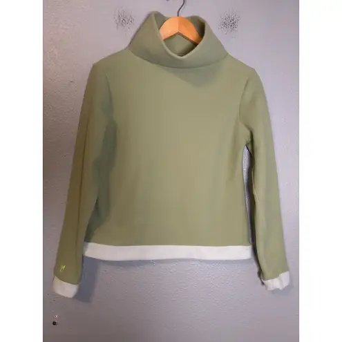 Dudley Stephens Park Slope Sage & Aqua Colorblock Pullover Size Small Fleece Green